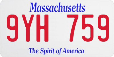MA license plate 9YH759