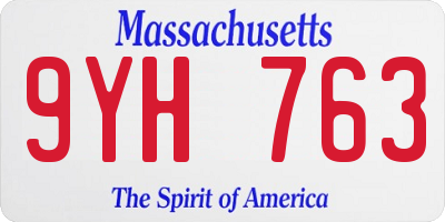 MA license plate 9YH763