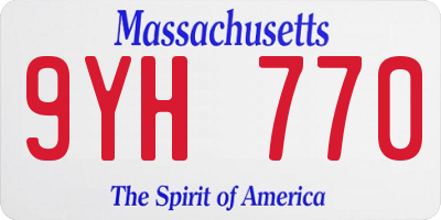 MA license plate 9YH770