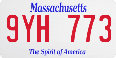 MA license plate 9YH773