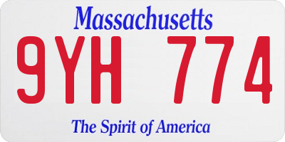 MA license plate 9YH774