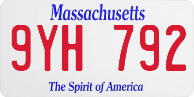 MA license plate 9YH792