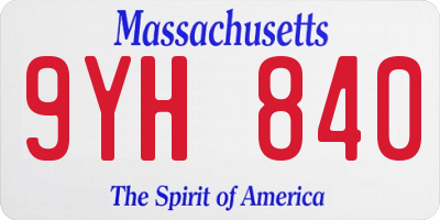 MA license plate 9YH840