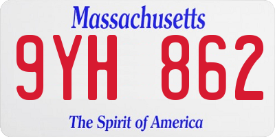 MA license plate 9YH862