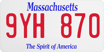 MA license plate 9YH870