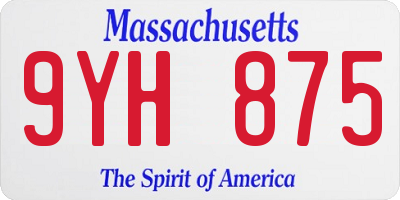 MA license plate 9YH875
