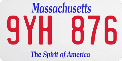 MA license plate 9YH876