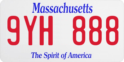MA license plate 9YH888