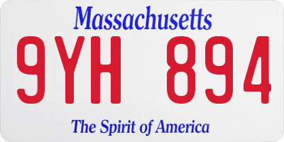 MA license plate 9YH894