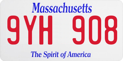 MA license plate 9YH908