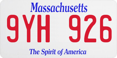 MA license plate 9YH926