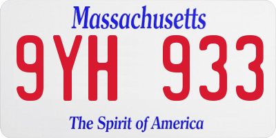 MA license plate 9YH933