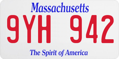 MA license plate 9YH942