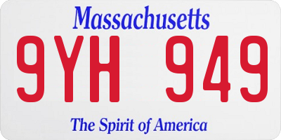 MA license plate 9YH949