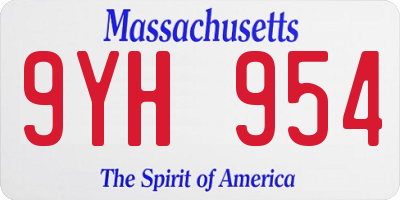 MA license plate 9YH954