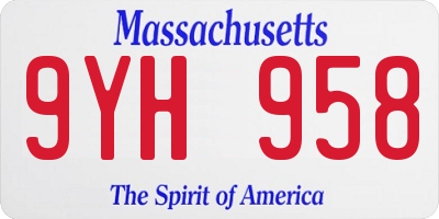 MA license plate 9YH958
