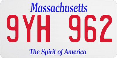 MA license plate 9YH962