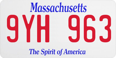MA license plate 9YH963