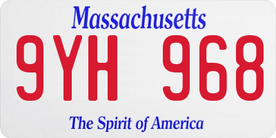 MA license plate 9YH968