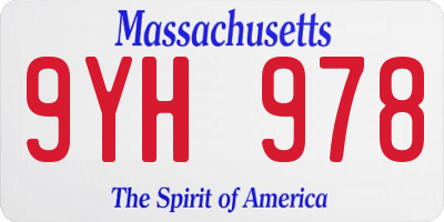 MA license plate 9YH978