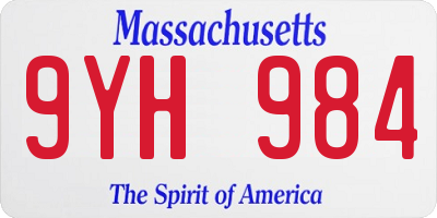 MA license plate 9YH984