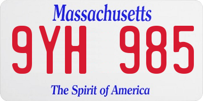 MA license plate 9YH985