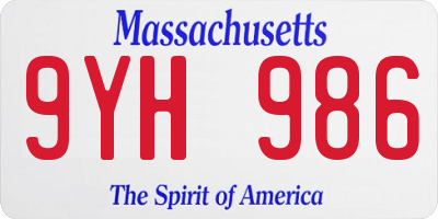 MA license plate 9YH986
