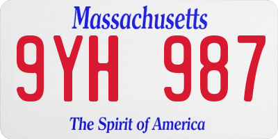 MA license plate 9YH987