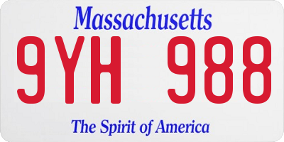 MA license plate 9YH988
