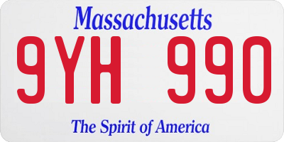 MA license plate 9YH990