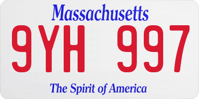 MA license plate 9YH997