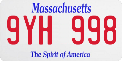 MA license plate 9YH998