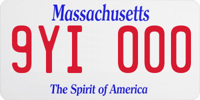MA license plate 9YI000