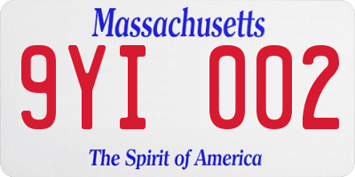 MA license plate 9YI002