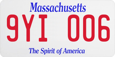 MA license plate 9YI006
