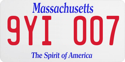 MA license plate 9YI007