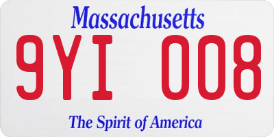 MA license plate 9YI008