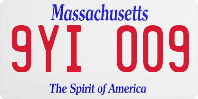 MA license plate 9YI009