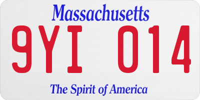 MA license plate 9YI014