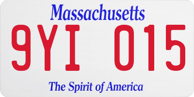 MA license plate 9YI015
