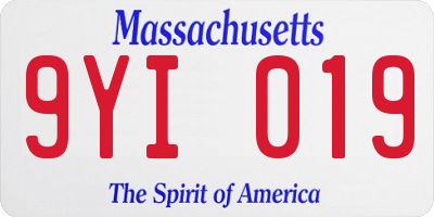 MA license plate 9YI019