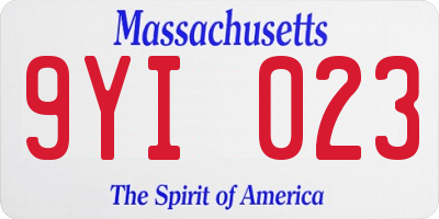 MA license plate 9YI023