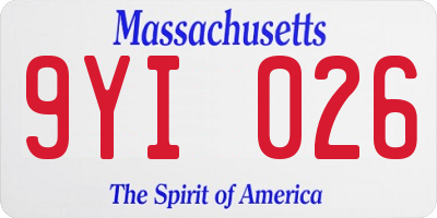 MA license plate 9YI026