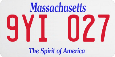 MA license plate 9YI027