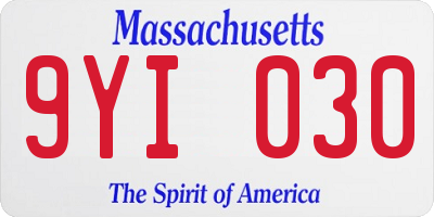 MA license plate 9YI030