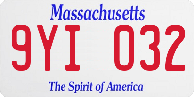 MA license plate 9YI032