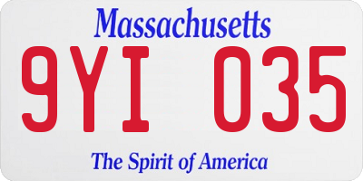 MA license plate 9YI035