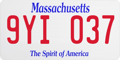 MA license plate 9YI037