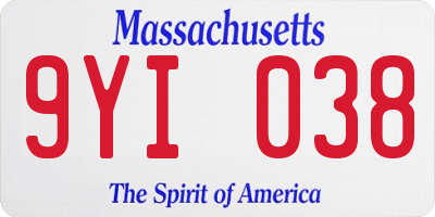 MA license plate 9YI038