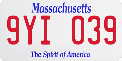 MA license plate 9YI039